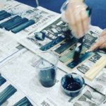 木頭杉に藍染め ランタンWSin新宿