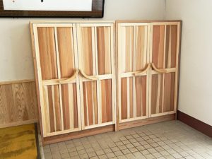 木頭杉の収納ボックス＠鷲敷小学校