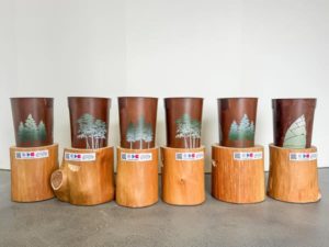 No.2ハンドメイドひのきとレジン板お香立て花台飾り台